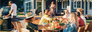 People Gathered Together Enjoying a Healthy Summer BBQ