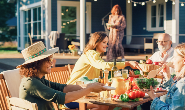 People Gathered Together Enjoying a Healthy Summer BBQ